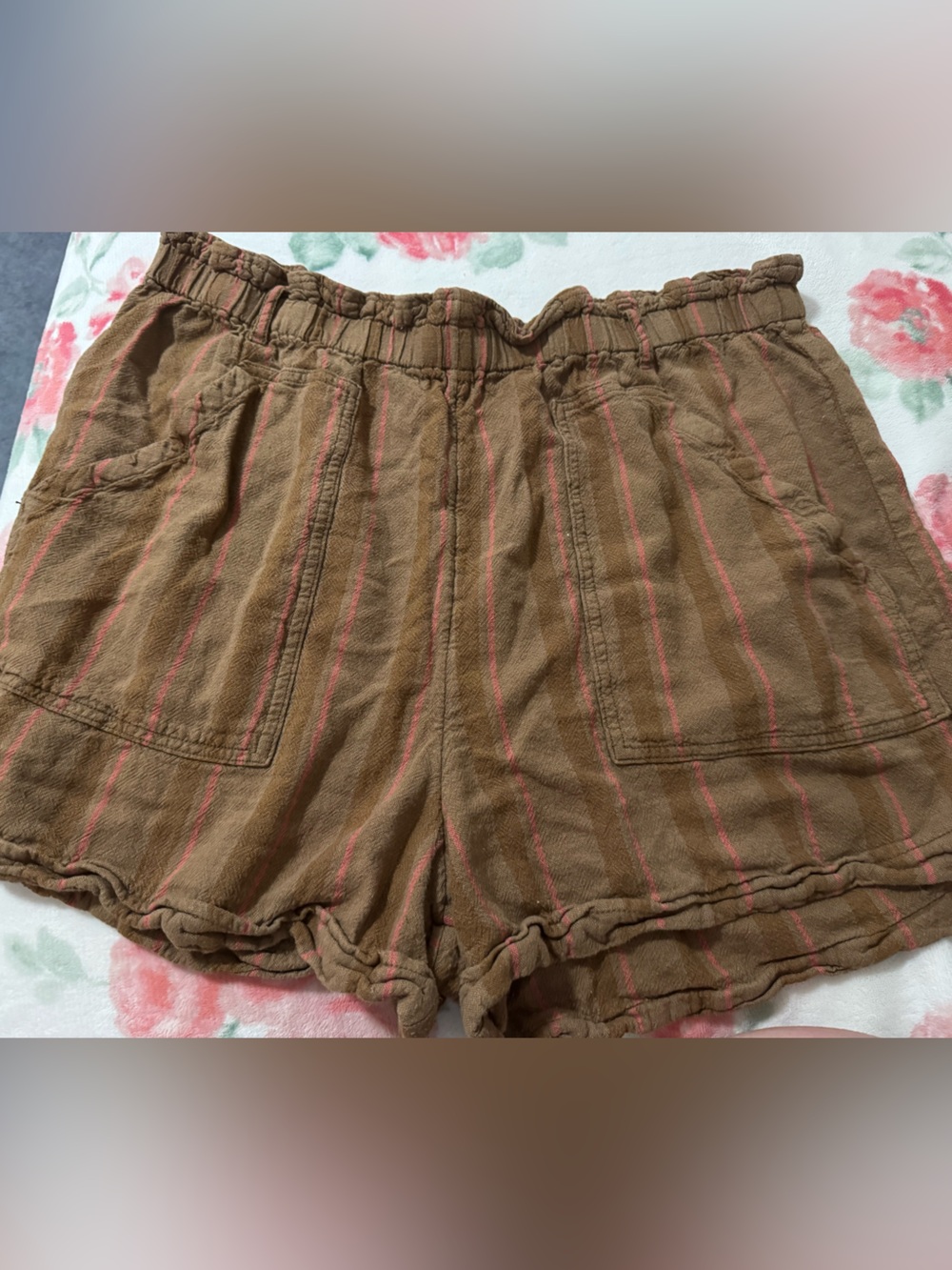 Time and Tru Brown Shorts with Pink Stripes